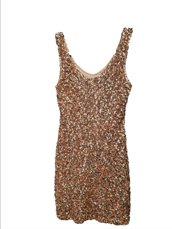 Tea n Rose Rose Gold Sequin Mini Dress Sz. M - Picture 1 of 7